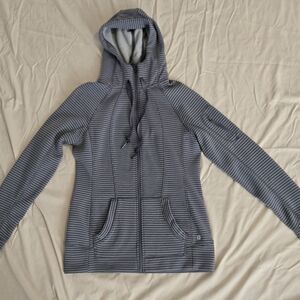 90 Degree By Reflex Women's Gray Striped Hoodie